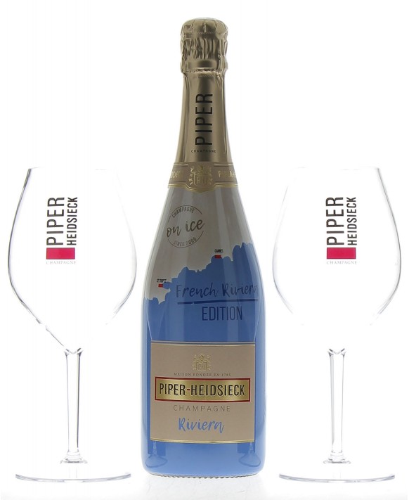 Champagne Piper - Heidsieck Riviera et deux verres