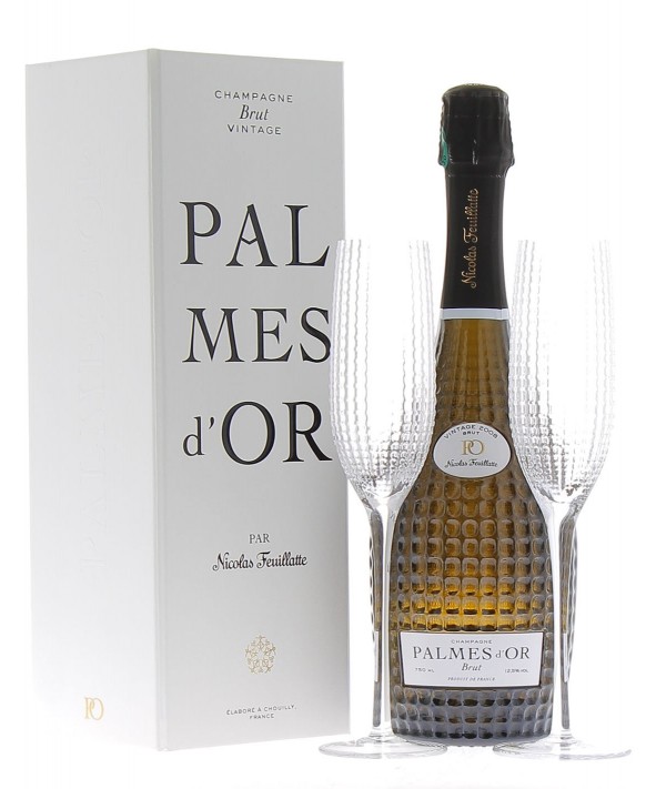 Champagne Nicolas Feuillatte Palmes d'Or 2008 et 2 flûtes