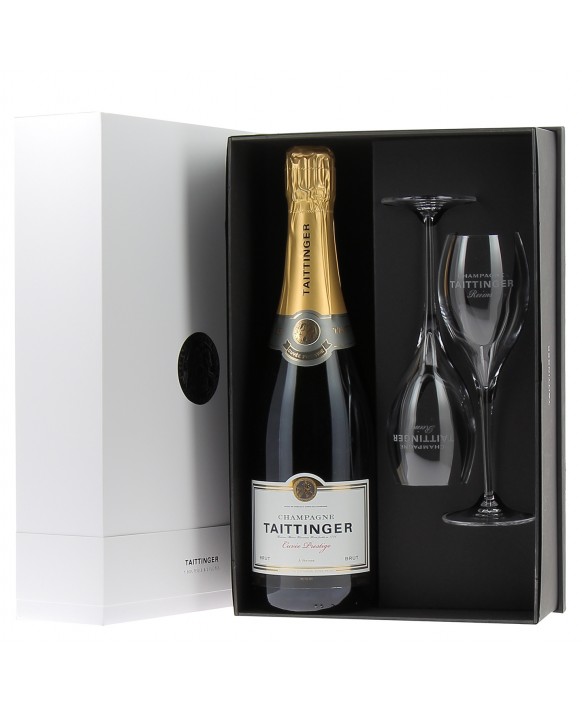 Champagne Taittinger Coffret plaisir : Brut Cuvée Prestige + 2 flûtes