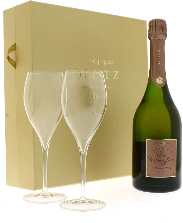 Champagne Deutz Cuvée William Deutz Rosé 2002 et 2 flûtes 75cl